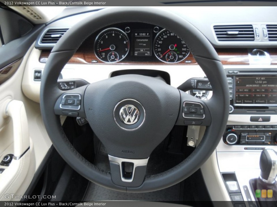 Black/Cornsilk Beige Interior Steering Wheel for the 2012 Volkswagen CC Lux Plus #50683076