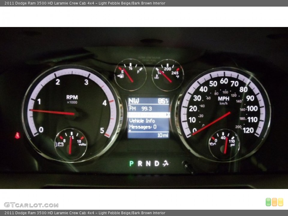 Light Pebble Beige/Bark Brown Interior Gauges for the 2011 Dodge Ram 3500 HD Laramie Crew Cab 4x4 #50684138