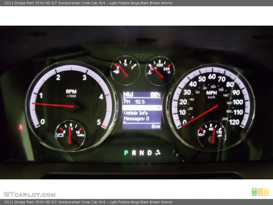 Light Pebble Beige/Bark Brown Interior Gauges for the 2011 Dodge Ram 3500 HD SLT Outdoorsman Crew Cab 4x4 #50685089