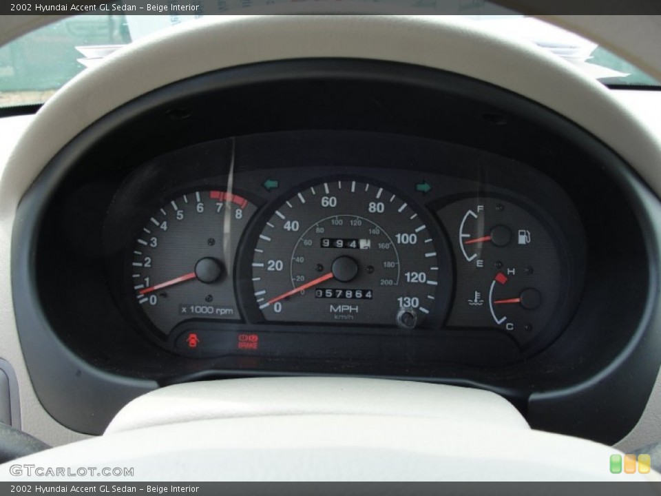 Beige Interior Gauges for the 2002 Hyundai Accent GL Sedan #50705752