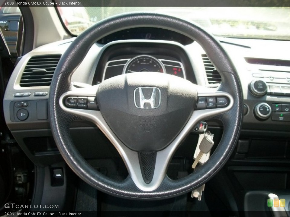Black Interior Steering Wheel for the 2009 Honda Civic EX Coupe #50705802
