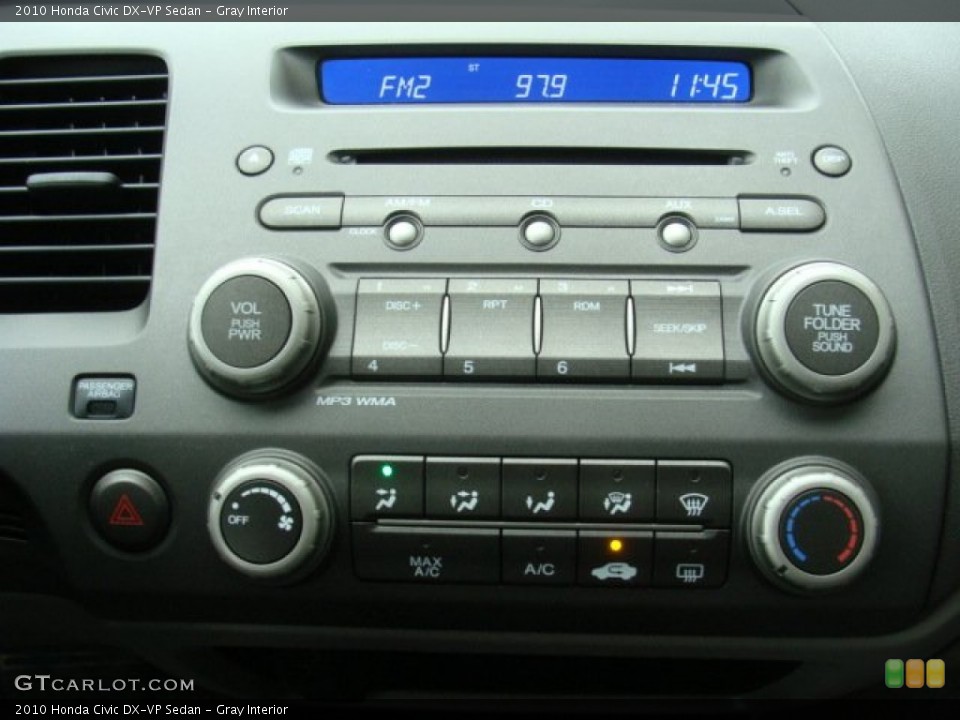Gray Interior Controls for the 2010 Honda Civic DX-VP Sedan #50716924