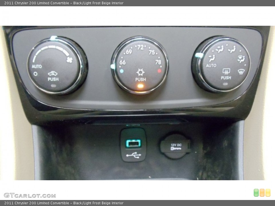 Black/Light Frost Beige Interior Controls for the 2011 Chrysler 200 Limited Convertible #50756901