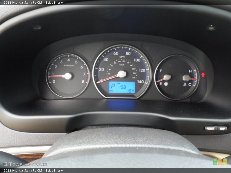 Beige Interior Gauges for the 2011 Hyundai Santa Fe GLS #50761596