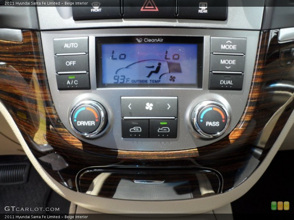 Beige Interior Controls for the 2011 Hyundai Santa Fe Limited #50762004
