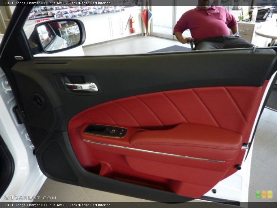 Black/Radar Red Interior Door Panel for the 2011 Dodge Charger R/T Plus AWD #50797959