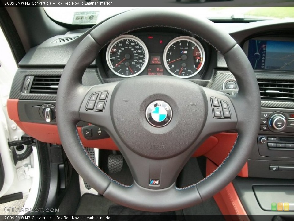 Fox Red Novillo Leather Interior Steering Wheel for the 2009 BMW M3 Convertible #50808003