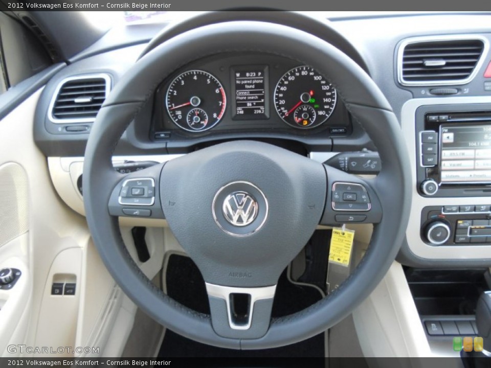 Cornsilk Beige Interior Steering Wheel for the 2012 Volkswagen Eos Komfort #50812632