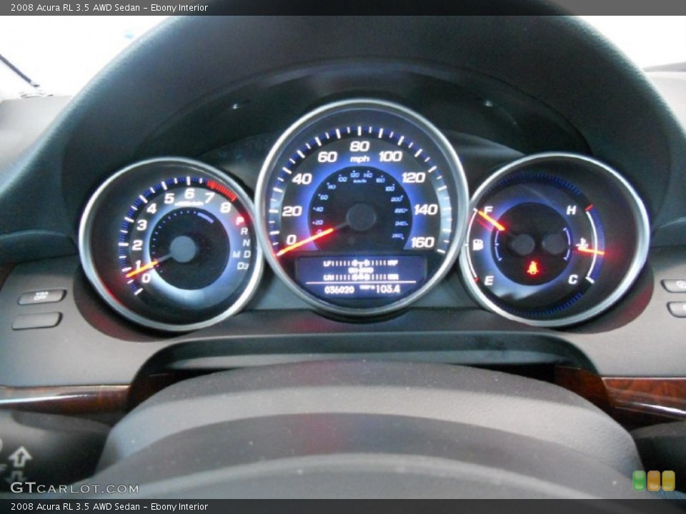 Ebony Interior Gauges for the 2008 Acura RL 3.5 AWD Sedan #50839386