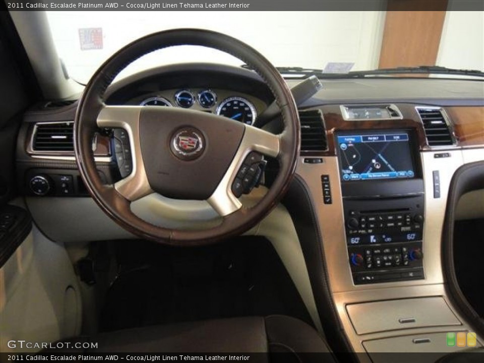 Cocoa/Light Linen Tehama Leather Interior Dashboard for the 2011 Cadillac Escalade Platinum AWD #50847501