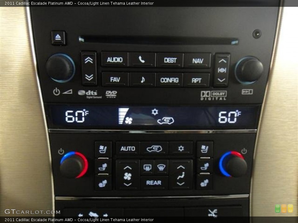 Cocoa/Light Linen Tehama Leather Interior Controls for the 2011 Cadillac Escalade Platinum AWD #50847582