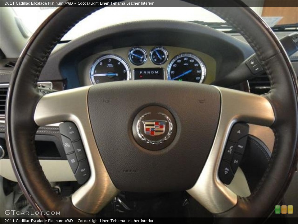 Cocoa/Light Linen Tehama Leather Interior Steering Wheel for the 2011 Cadillac Escalade Platinum AWD #50847612