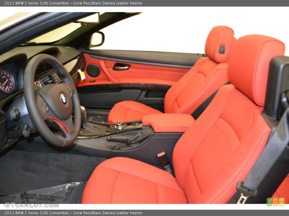 Coral Red/Black Dakota Leather Interior Photo for the 2011 BMW 3 Series 328i Convertible #50852446