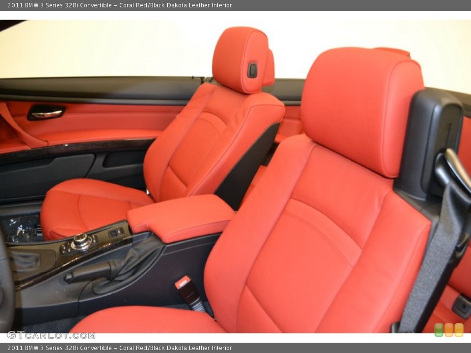 Coral Red/Black Dakota Leather Interior Photo for the 2011 BMW 3 Series 328i Convertible #50852461