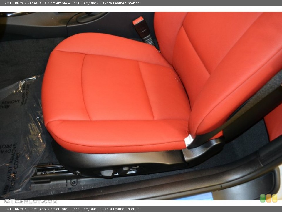 Coral Red/Black Dakota Leather Interior Photo for the 2011 BMW 3 Series 328i Convertible #50852479
