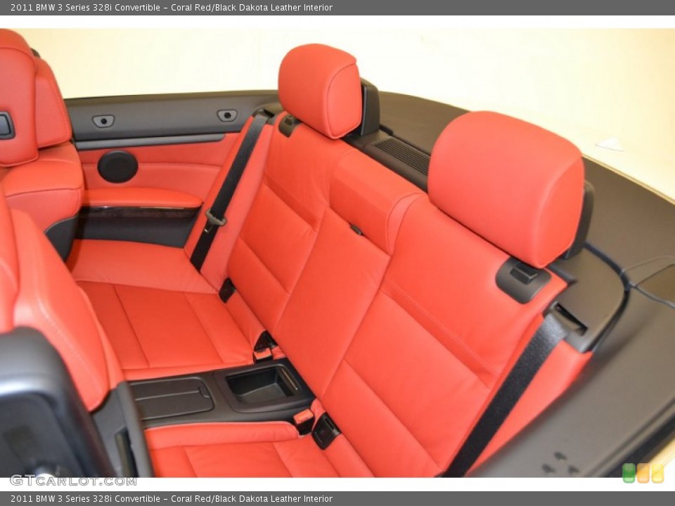Coral Red/Black Dakota Leather Interior Photo for the 2011 BMW 3 Series 328i Convertible #50852494
