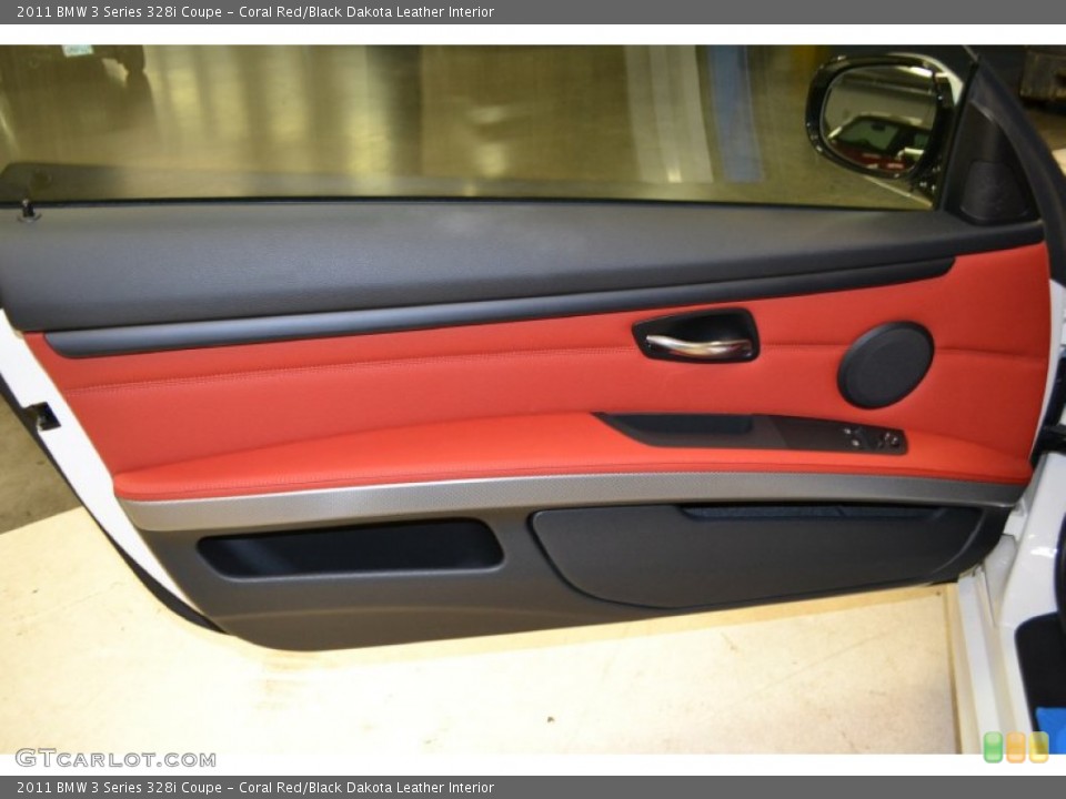 Coral Red/Black Dakota Leather Interior Door Panel for the 2011 BMW 3 Series 328i Coupe #50853613