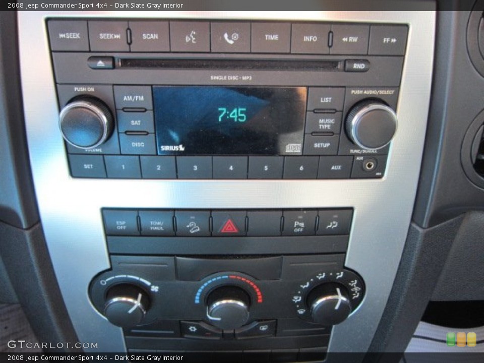 Dark Slate Gray Interior Controls for the 2008 Jeep Commander Sport 4x4 #50869538