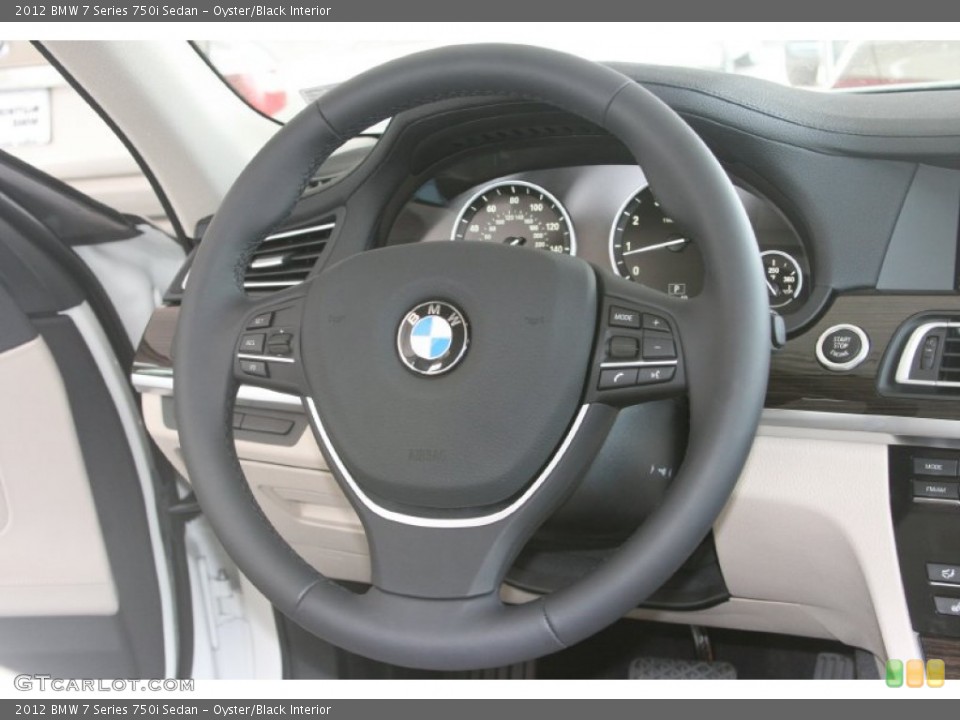 Oyster/Black Interior Steering Wheel for the 2012 BMW 7 Series 750i Sedan #50879122