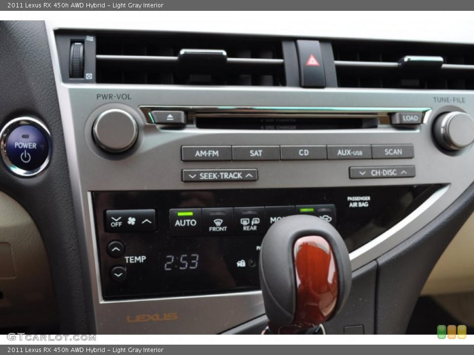 Light Gray Interior Controls for the 2011 Lexus RX 450h AWD Hybrid #50887435