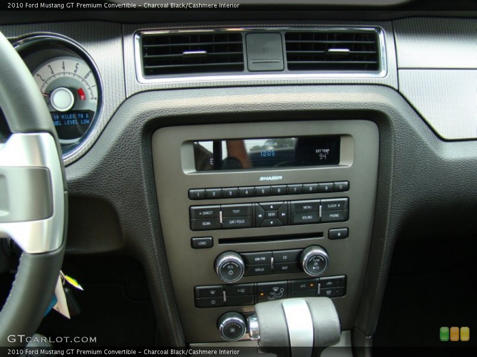 Charcoal Black/Cashmere Interior Controls for the 2010 Ford Mustang GT Premium Convertible #50892847