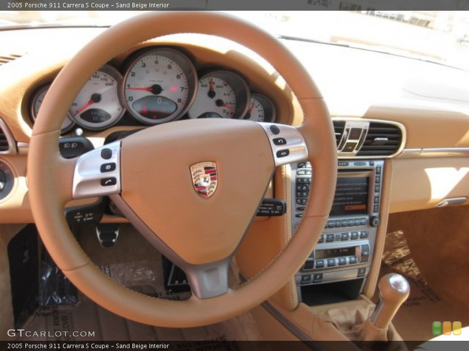 Sand Beige Interior Steering Wheel for the 2005 Porsche 911 Carrera S Coupe #50905492