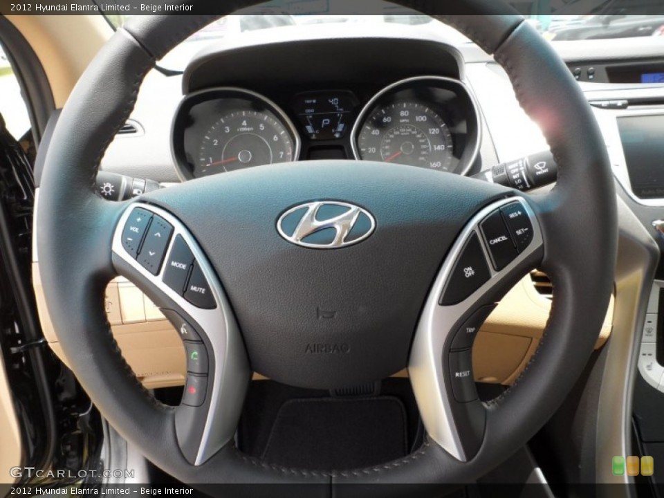 Beige Interior Steering Wheel for the 2012 Hyundai Elantra Limited #50910505