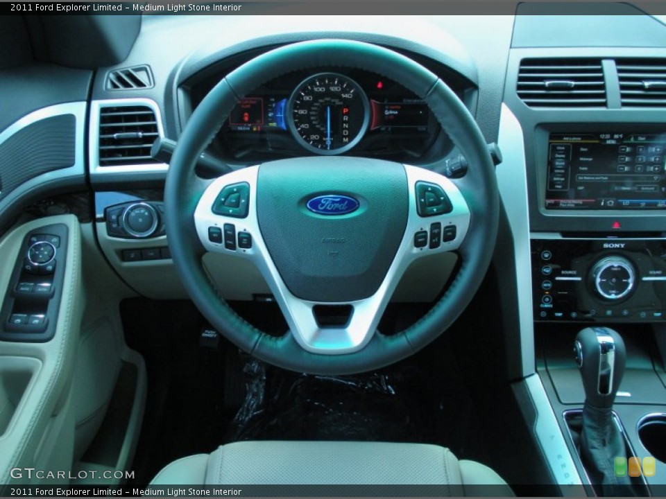 Medium Light Stone Interior Steering Wheel for the 2011 Ford Explorer Limited #50930952