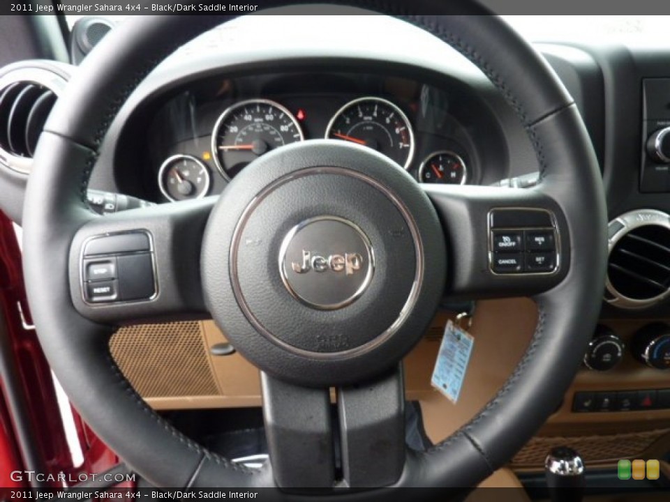 Black/Dark Saddle Interior Steering Wheel for the 2011 Jeep Wrangler Sahara 4x4 #50971842