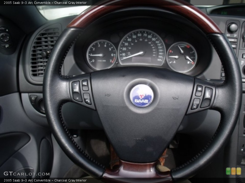 Charcoal Gray Interior Steering Wheel for the 2005 Saab 9-3 Arc Convertible #50980881