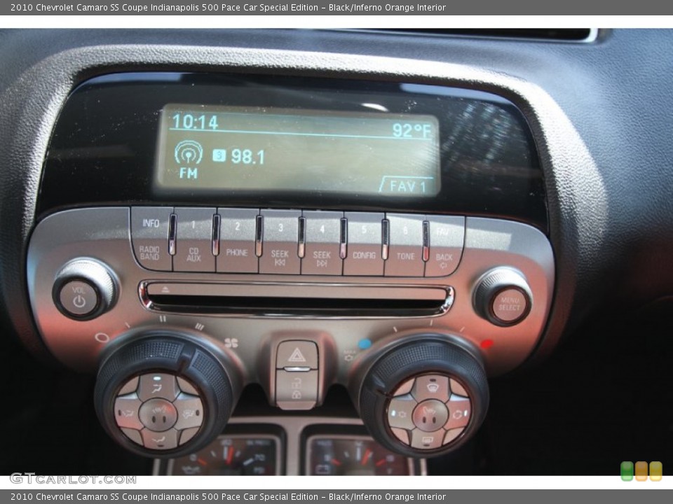 Black/Inferno Orange Interior Controls for the 2010 Chevrolet Camaro SS Coupe Indianapolis 500 Pace Car Special Edition #51063187