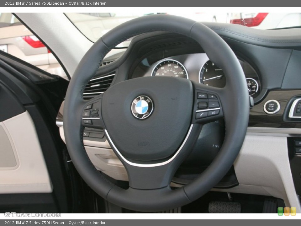 Oyster/Black Interior Steering Wheel for the 2012 BMW 7 Series 750Li Sedan #51077951