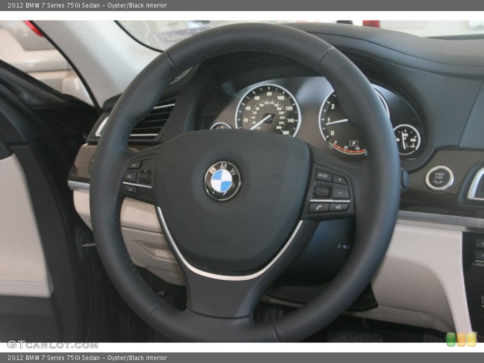 Oyster/Black Interior Steering Wheel for the 2012 BMW 7 Series 750i Sedan #51095588