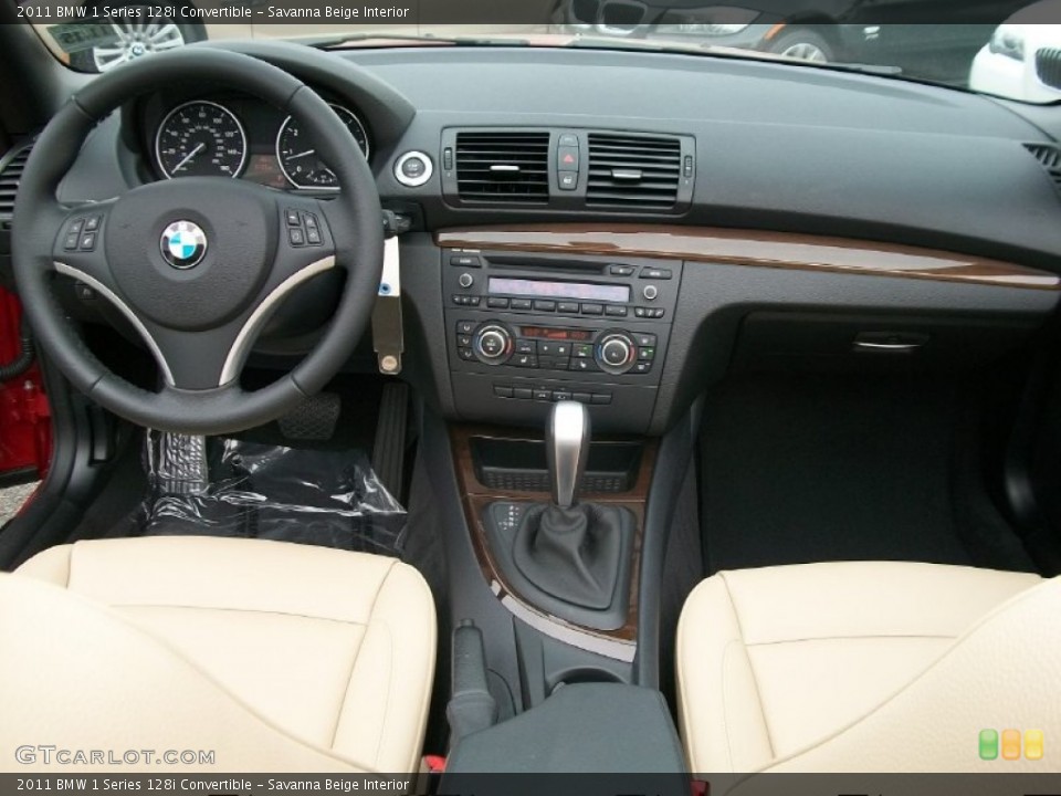 Savanna Beige Interior Dashboard for the 2011 BMW 1 Series 128i Convertible #51118382
