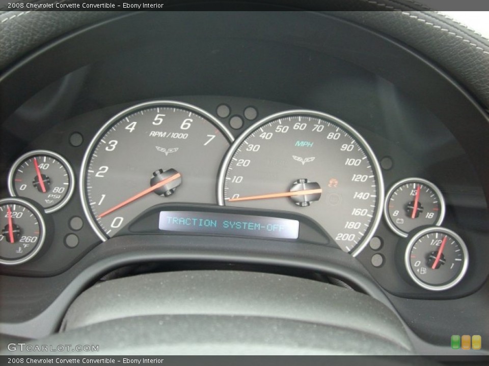 Ebony Interior Gauges for the 2008 Chevrolet Corvette Convertible #51135269