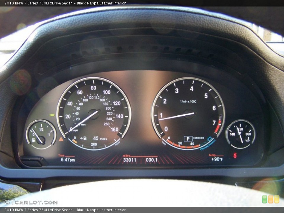 Black Nappa Leather Interior Gauges for the 2010 BMW 7 Series 750Li xDrive Sedan #51165186