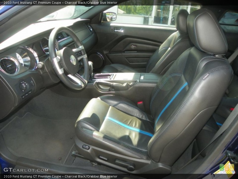 Charcoal Black/Grabber Blue Interior Photo for the 2010 Ford Mustang GT Premium Coupe #51165609