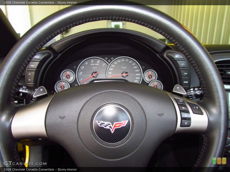 Ebony Interior Steering Wheel for the 2008 Chevrolet Corvette Convertible #51174795