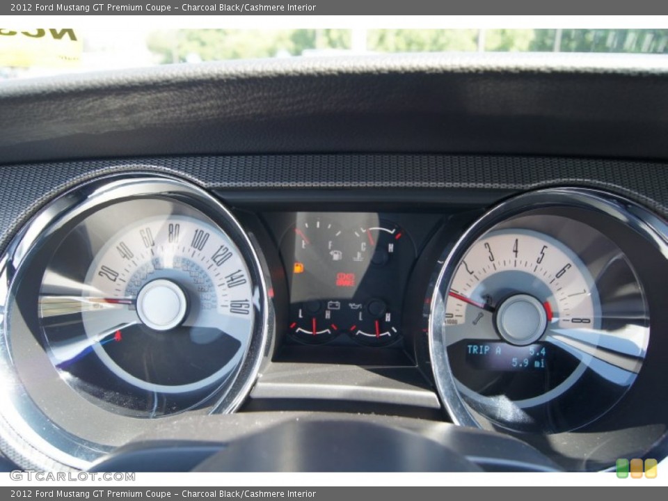 Charcoal Black/Cashmere Interior Gauges for the 2012 Ford Mustang GT Premium Coupe #51226031