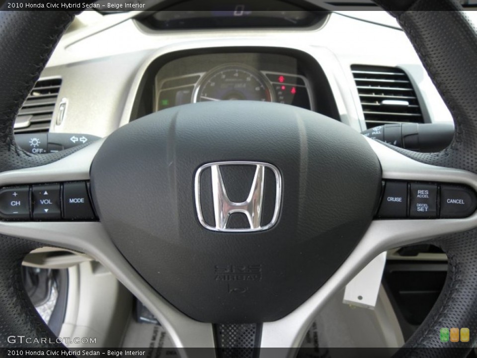 Beige Interior Steering Wheel for the 2010 Honda Civic Hybrid Sedan #51234518