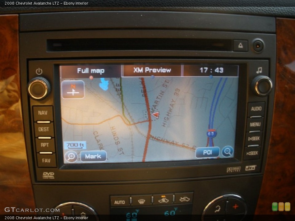 Ebony Interior Navigation for the 2008 Chevrolet Avalanche LTZ #51251156