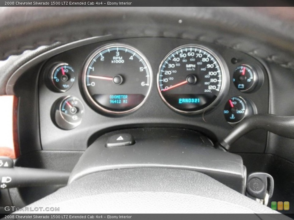 Ebony Interior Gauges for the 2008 Chevrolet Silverado 1500 LTZ Extended Cab 4x4 #51254615