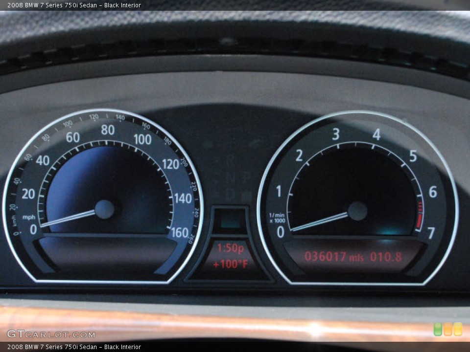 Black Interior Gauges for the 2008 BMW 7 Series 750i Sedan #51255350
