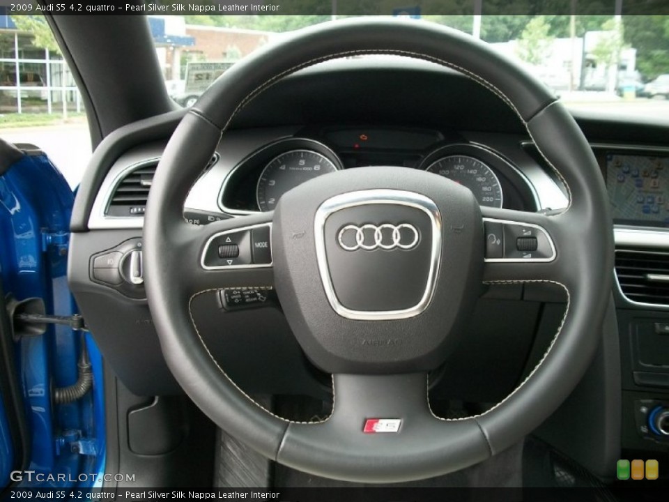 Pearl Silver Silk Nappa Leather Interior Steering Wheel for the 2009 Audi S5 4.2 quattro #51264281