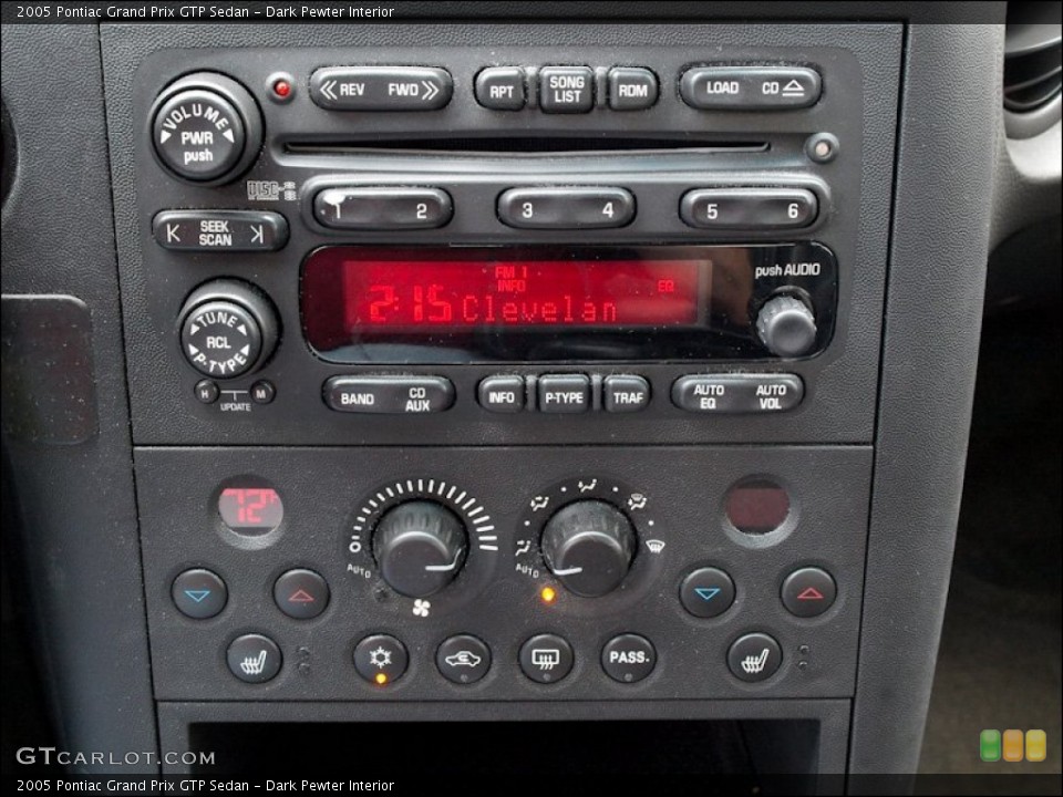 Dark Pewter Interior Controls for the 2005 Pontiac Grand Prix GTP Sedan #51280648