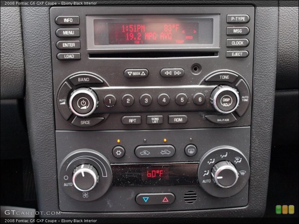 Ebony Black Interior Controls for the 2008 Pontiac G6 GXP Coupe #51281773
