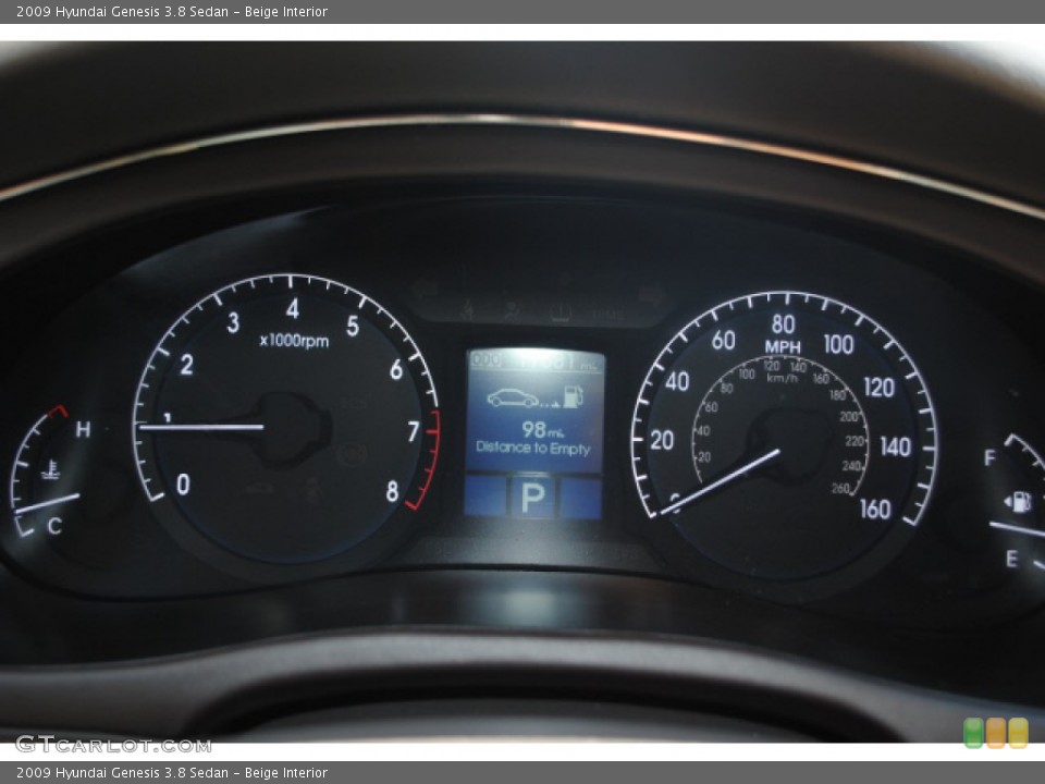 Beige Interior Gauges for the 2009 Hyundai Genesis 3.8 Sedan #51283027