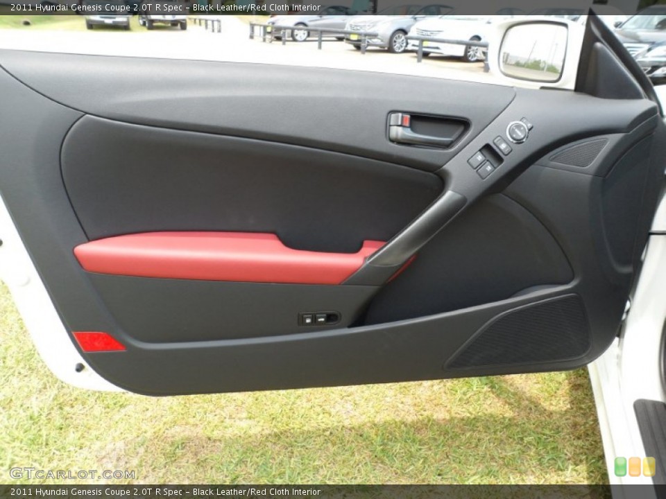 Black Leather/Red Cloth Interior Door Panel for the 2011 Hyundai Genesis Coupe 2.0T R Spec #51317935