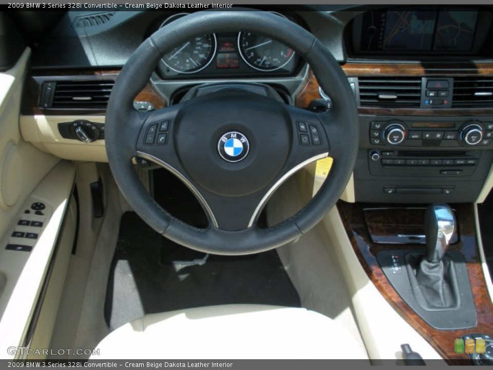 Cream Beige Dakota Leather Interior Steering Wheel for the 2009 BMW 3 Series 328i Convertible #51318535