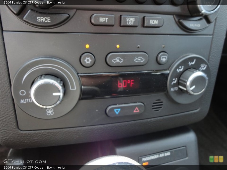 Ebony Interior Controls for the 2006 Pontiac G6 GTP Coupe #51337219